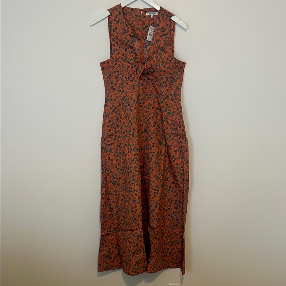 Madewell Floral Twist Front Poplin Midi Dress, Size 6 - Picture 2 of 14